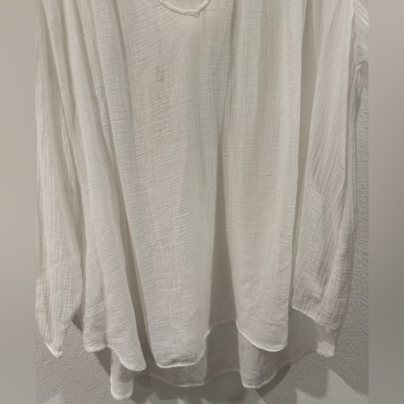 NWT Current/Elliott The Picnic Shirt Sugar Crochet White Boho Gauzy Blouse 2 - Picture 9 of 16